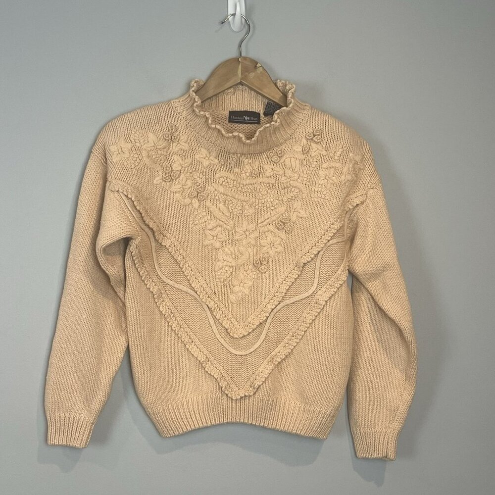 Hunters Run Vintage Cableknit Sweater‎ Womens Size Medium Grannycore Cottagecore